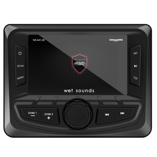 WS-MC-20 | Wet Sounds Compact 2-Zone Media Receiver Source Unit with SiriusXM-Ready and NMEA 2000 Connectivity